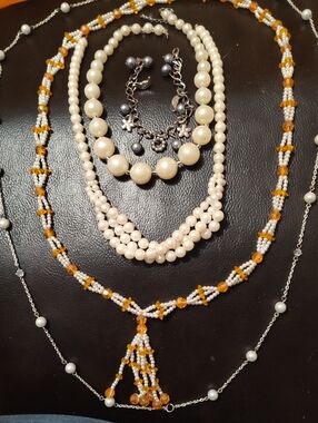 Classic Ivory Pearl Multi-Strand Necklace Set - Elegant Women's Jewelry